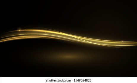 Vector illustration of blue abstract background with blurred magic neon light lines. Blurry highlights on a dark background. High-speed abstraction. Shining blue fine lines. Energy waves