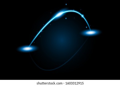 Vector illustration of blue abstract background with blurred magic neon light curved lines