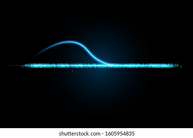 Vector illustration of blue abstract background with blurred magic neon light curved lines