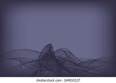 Vector illustration of blue abstract background with blurred magic neon light curved lines