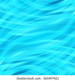 Vector illustration of blue abstract background with blurred light curved lines. Neon blue color. Vector geometric illustration.