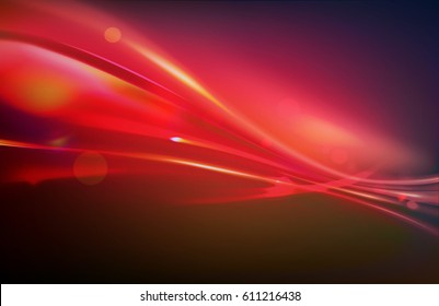 Vector illustration of blue abstract background with blurred magic neon light curved lines 