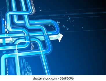 Vector illustration of blue abstract lines background made of a lot of arrows