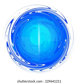 Vector illustration of blue abstract liquid round distortion ball isolated on white background