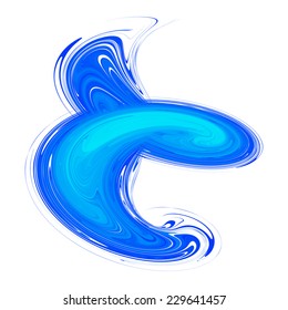Vector illustration of blue abstract liquid painting isolated on white background