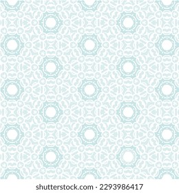 Vector Illustration of Blue Abstract Mandala or Ikat Texture Seamless Pattern for Wallpaper Background.
