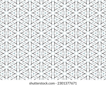 Vector Illustration of Blue Abstract Mandala or Ikat Texture Seamless Pattern for Wallpaper Background.
