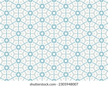 Vector Illustration of Blue Abstract Mandala or Ikat Texture Seamless Pattern for Wallpaper Background.
