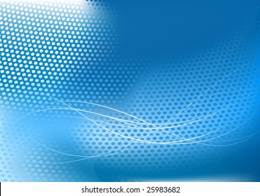 Vector illustration of blue  abstract techno background made of  dots and curved lines. Great for backgrounds or layering over other images