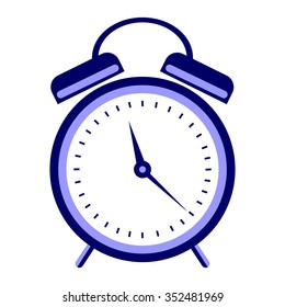 Vector illustration of blue alarm clock, isolated on the white background