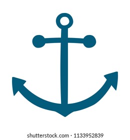 Vector illustration of blue anchor. Cute anchor vector icon. Element for design, good for postcards, poster, invitations, business card, tickets, logo and scrapbook. For kids design, package, fabric.