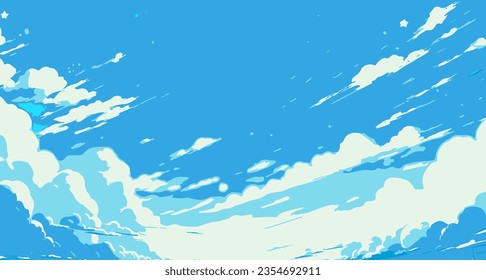 Vector illustration of a blue anime cartoon style sky.