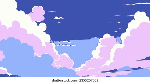 Vector illustration of a blue anime cartoon style sky.