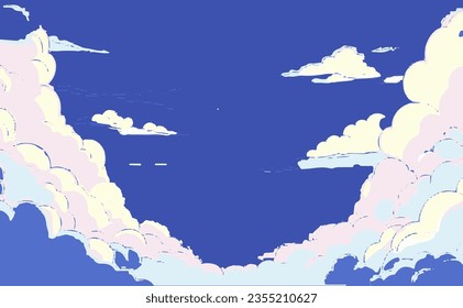 Vector illustration of a blue anime cartoon style sky.