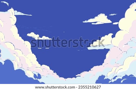 Vector illustration of a blue anime cartoon style sky.