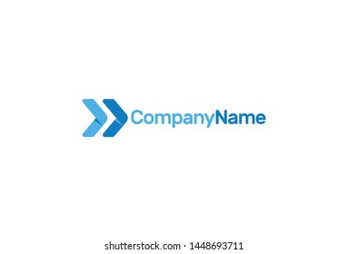 Vector illustration of blue arrow logo design. Isolated on white background.