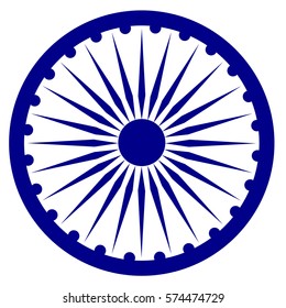 Vector illustration blue Ashoka Wheel Indian symbol - Ashoka Chakra.