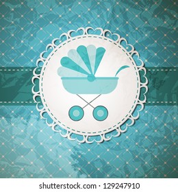 Vector illustration of BLUE baby carriage for newborn boy