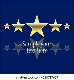Vector illustration of Blue background. 5 golden stars.
