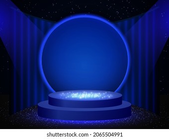 Ilustración vectorial fondo azul con estadio brillante