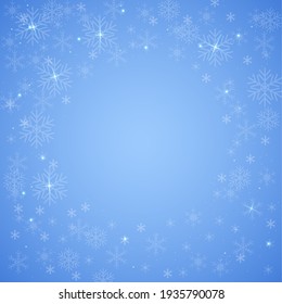 Vector illustration with blue background and snowflakes circle decoration