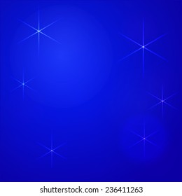 Vector illustration: blue background with snowflakes and circles bokeh