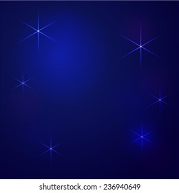 Vector illustration: blue background with snowflakes and circles bokeh