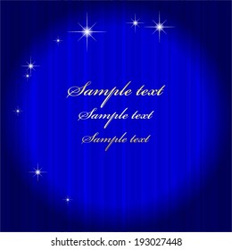 Vector illustration of  Blue background with sparkles, gold text