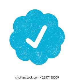 Vector illustration of the blue badge validation sign in cyan ink stamp