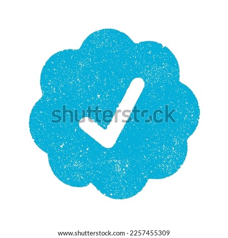 Vector illustration of the blue badge validation sign in cyan ink stamp