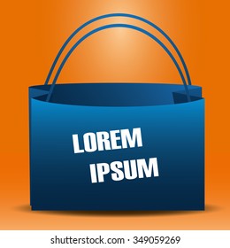 Vector illustration of a blue bag on an orange background