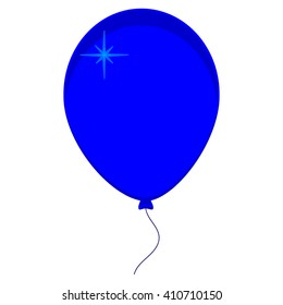 Vector illustration of blue balloon with ribbon isolated on white background. Balloon icon. Festive balloons. Party