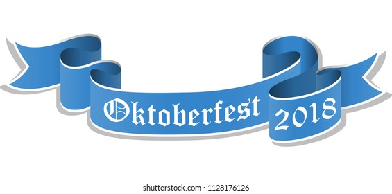 vector illustration of an blue banner with text Oktoberfest 2018 isolated on white background