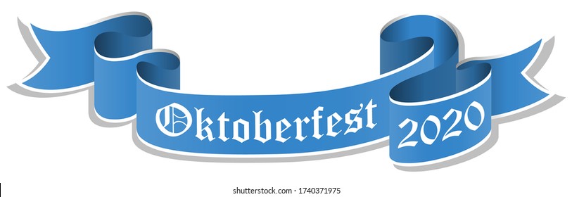 Vektorbild eines blauen Banners mit Text Oktoberfest 2020 isoliert auf weißem Hintergrund