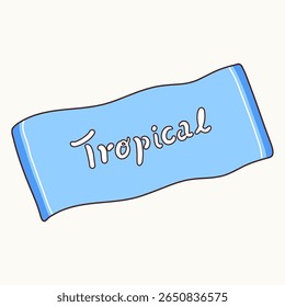 Ilustração vetorial de uma toalha de praia azul isolada no branco