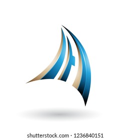 Vector Illustration of Blue and Beige 3d Dynamic Flying Letter A isolated on a White Background