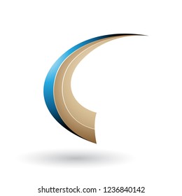 Vector Illustration of Blue and Beige Dynamic Flying Letter C isolated on a White Background