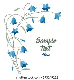 Vector illustration blue bell-shaped bloom, summer flower Campanula