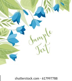 Vector illustration blue bell-shaped flower, summer flower Campanula