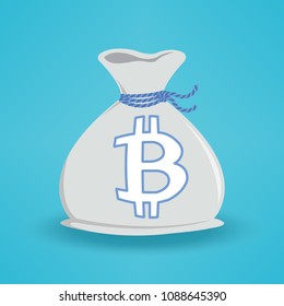 Vector illustration of Blue BG Bitcoin Money Bag