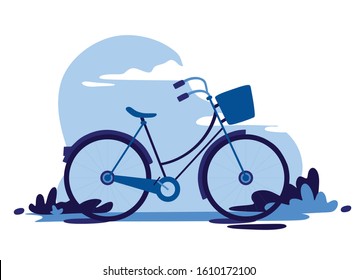 vector illustration, blue bicycle on a white background