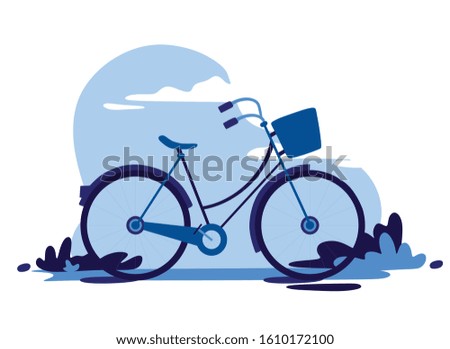 vector illustration, blue bicycle on a white background