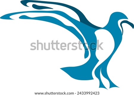 Vector illustration of blue bird. Commercial for companies