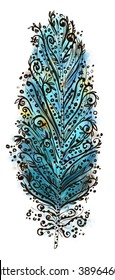 vector illustration blue bird feather