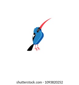 Vector illustration of a blue bird on a white background