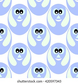 Vector illustration. Blue bird on a white background. seamless pattern