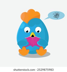 Vector illustration of blue bird reading great for sticker