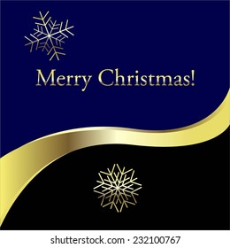 Vector illustration of Blue - black background. Colden snowflake