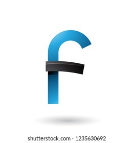 Vector Illustration of Blue and Black Bold Curvy Letter F  isolated on a White Background
