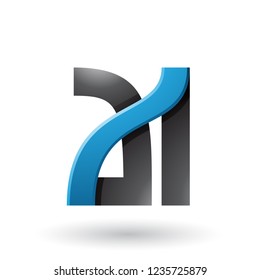 Vector Illustration of Blue and Black Bold Dual Letters A and I isolated on a White Background